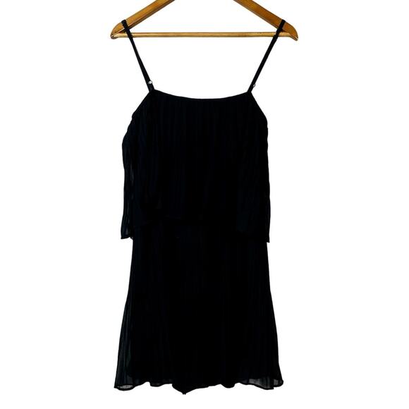 Exlura Pleated Romper Off Shoulder Strappy or Strapless Black Party - L - Picture 1 of 4